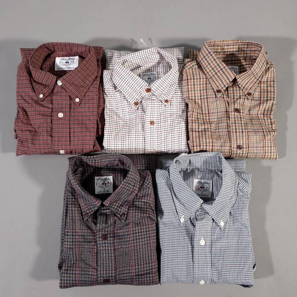 Brooks Brothers Button Down Shirt Mens S Multi Plaid Check Bundle 5 Pack Lot of